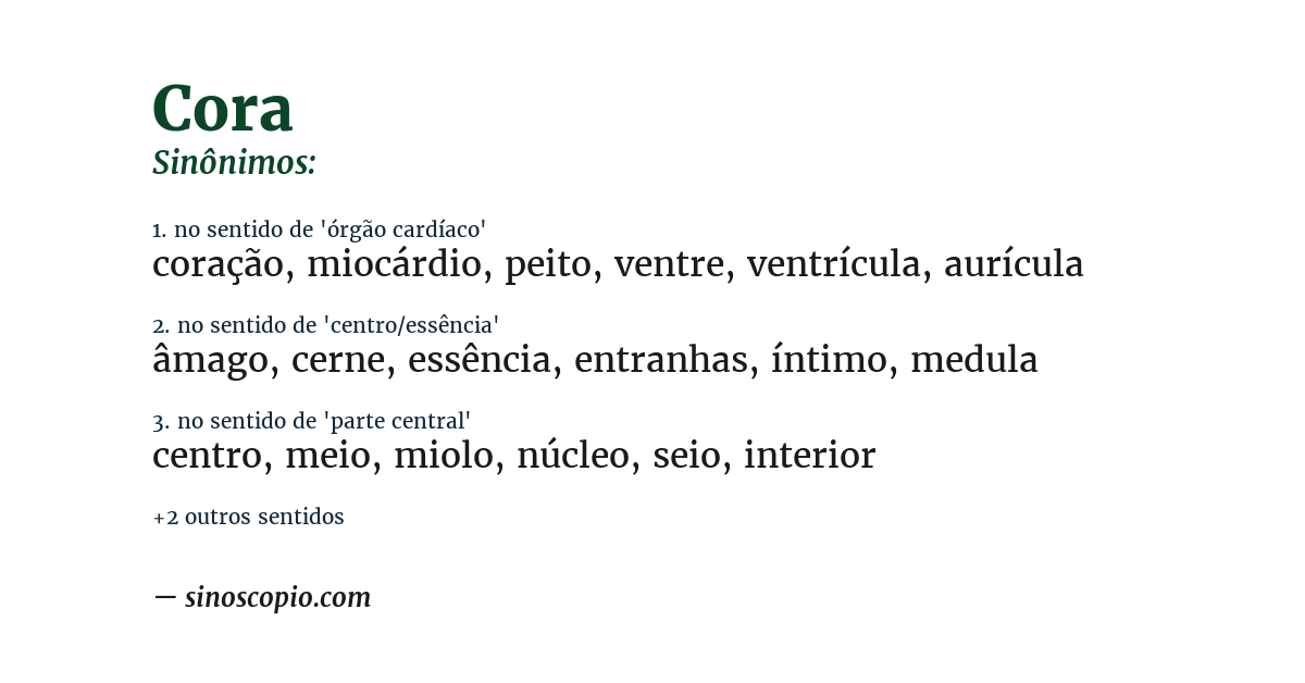 Sinônimo de cora