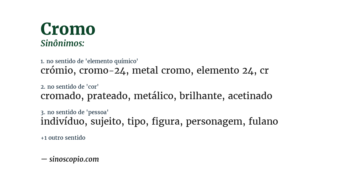 Sinônimo de cromo