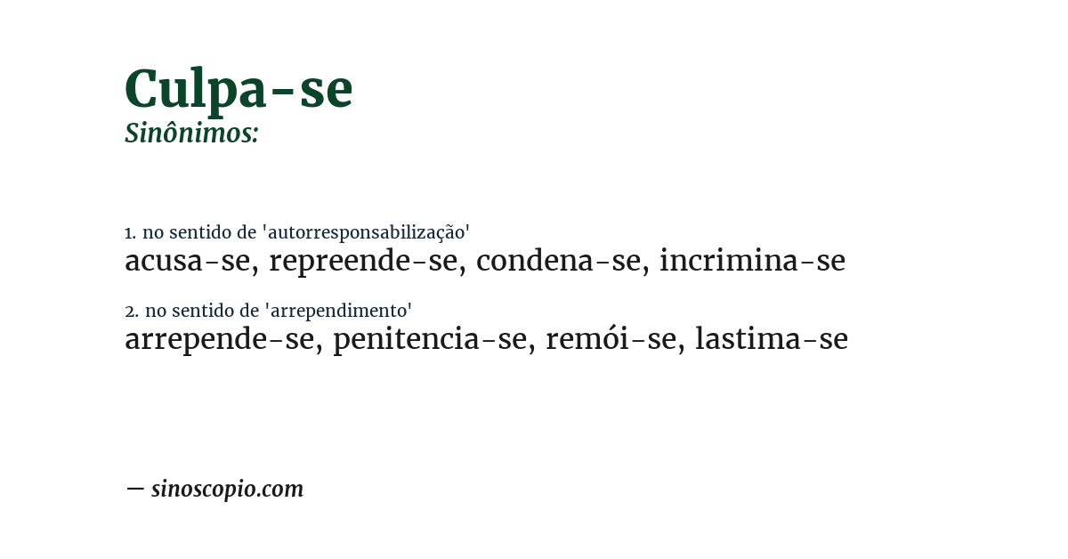 Sinônimo de culpa-se