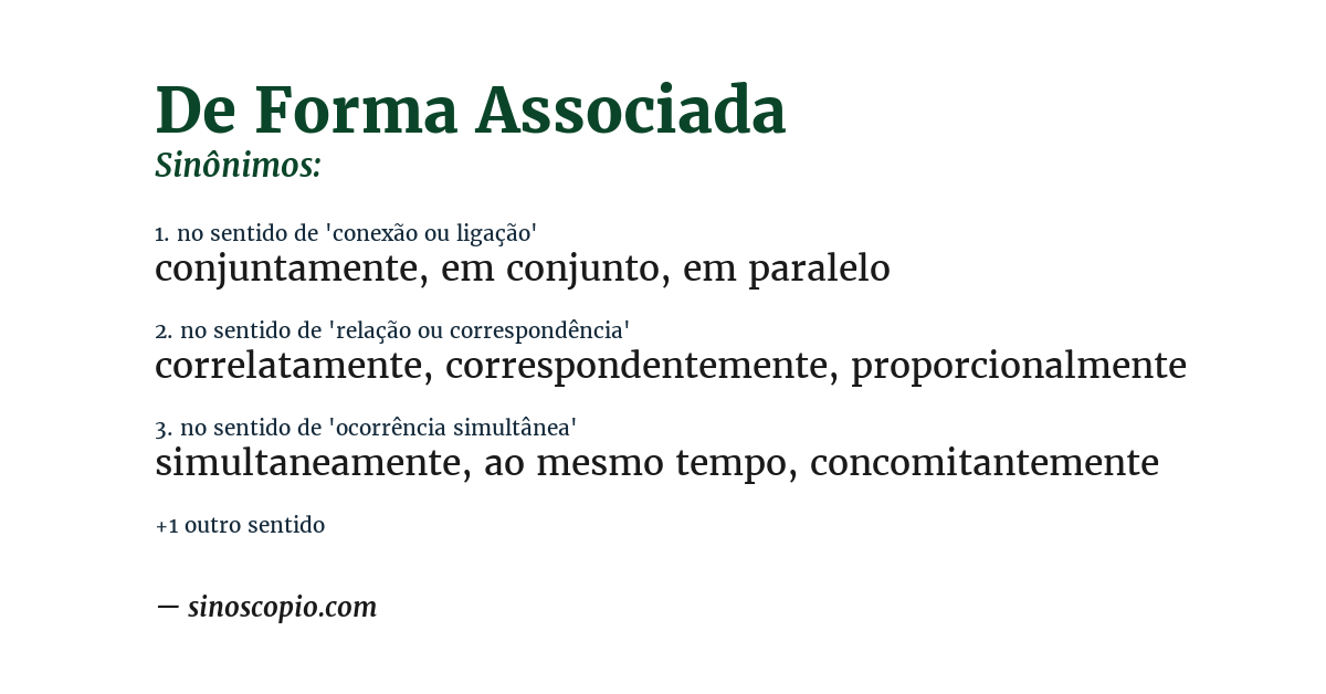 Sinônimo de de forma associada