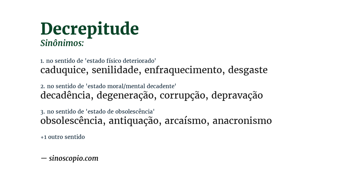 Sinônimo de decrepitude