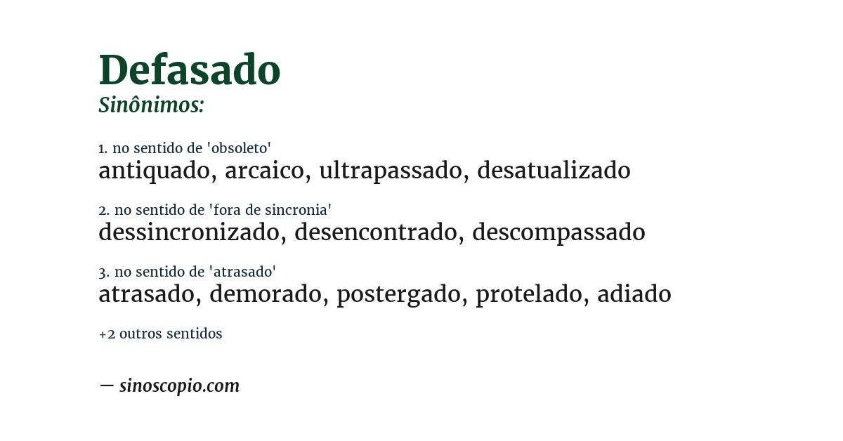 Sinônimo de defasado