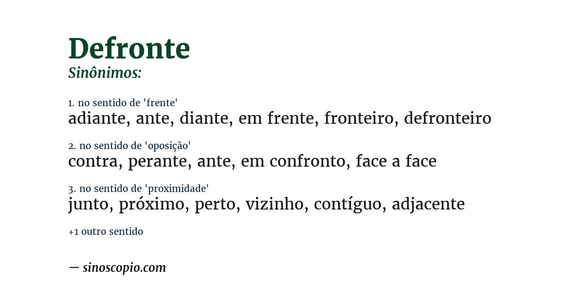 Sinônimo de defronte