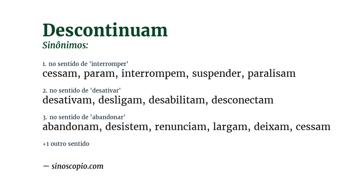 Sinônimo de descontinuam