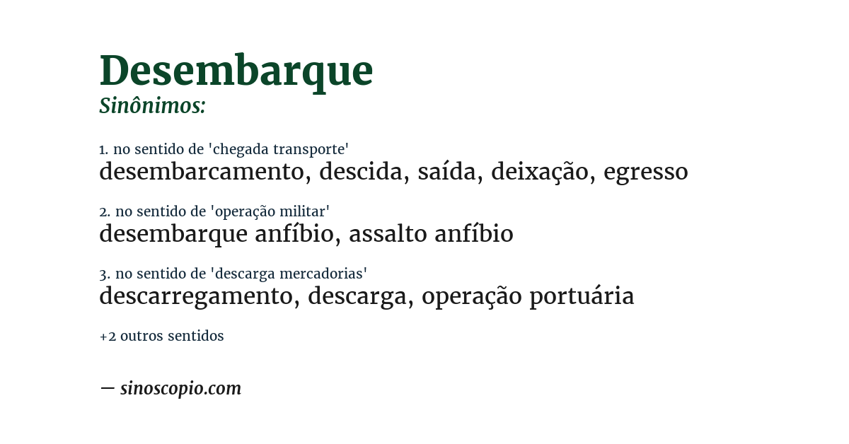 Sinônimo de desembarque