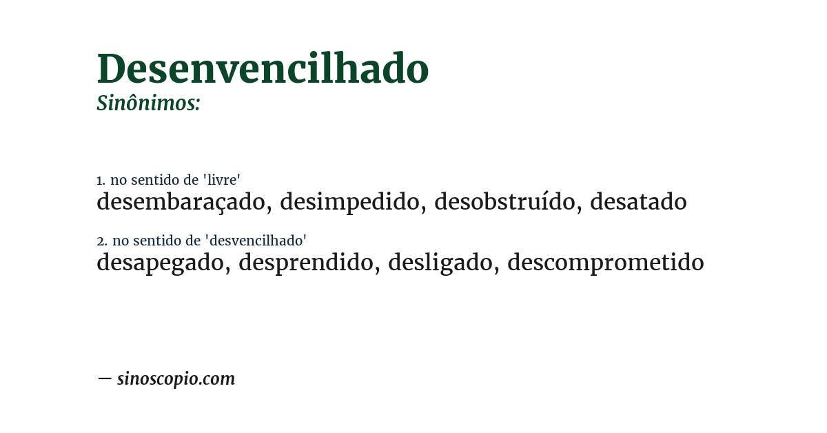 Sinônimo de desenvencilhado
