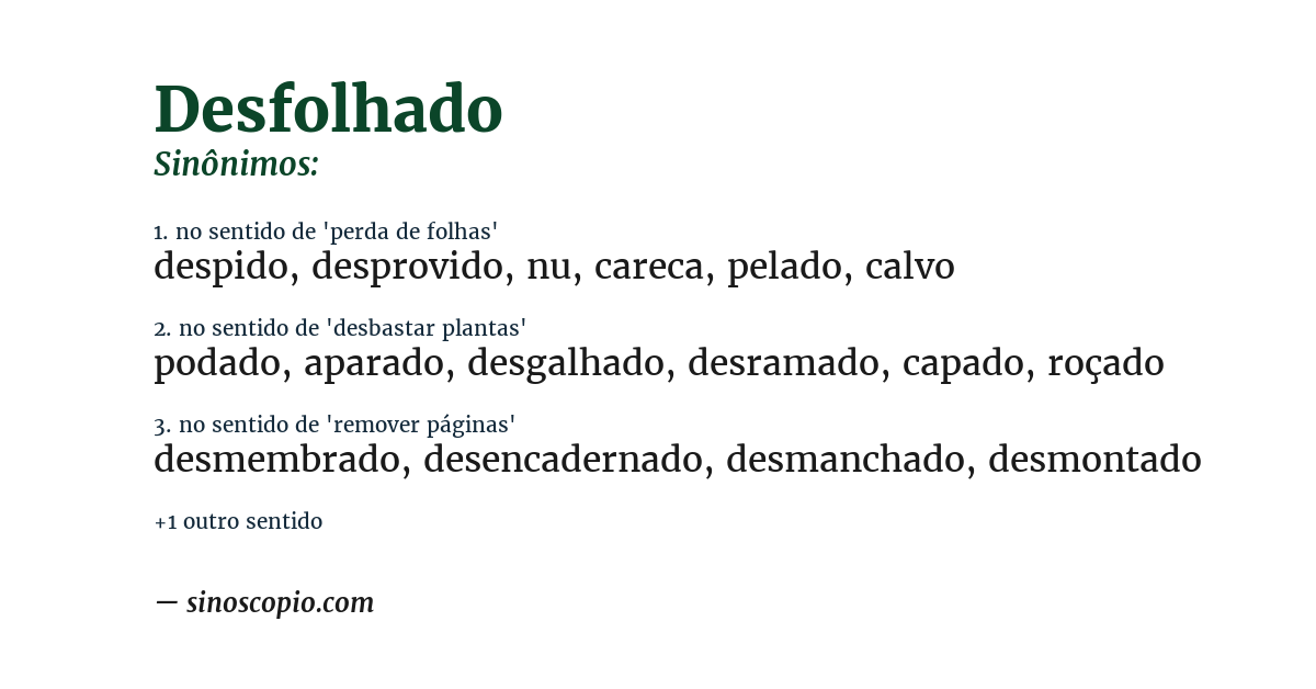 Sinônimo de desfolhado