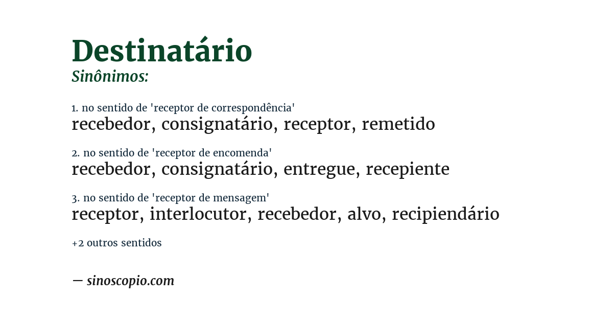 Sinônimo de destinatário