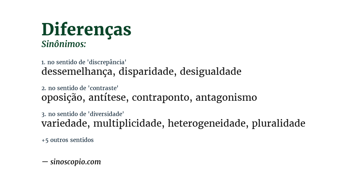 Sinônimo de diferenças