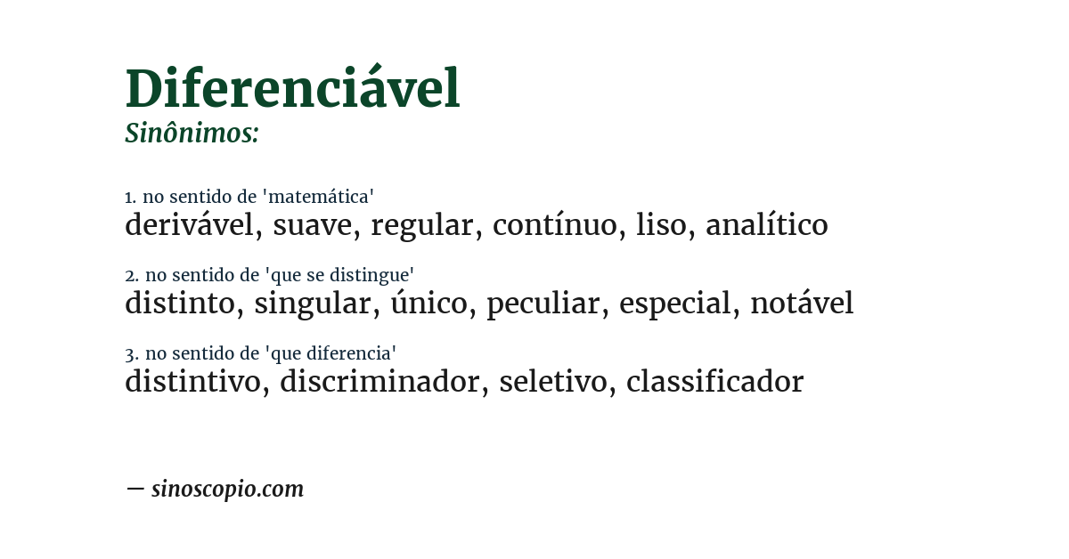 Sinônimo de diferenciável