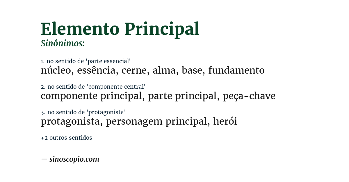 Sinônimo de elemento principal