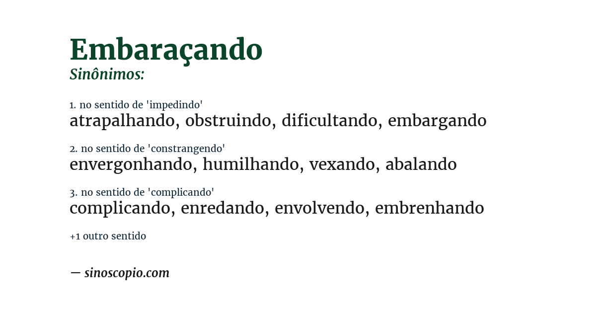 Sinônimo de embaraçando