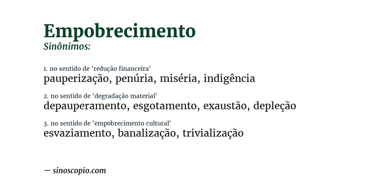 Sinônimo de empobrecimento