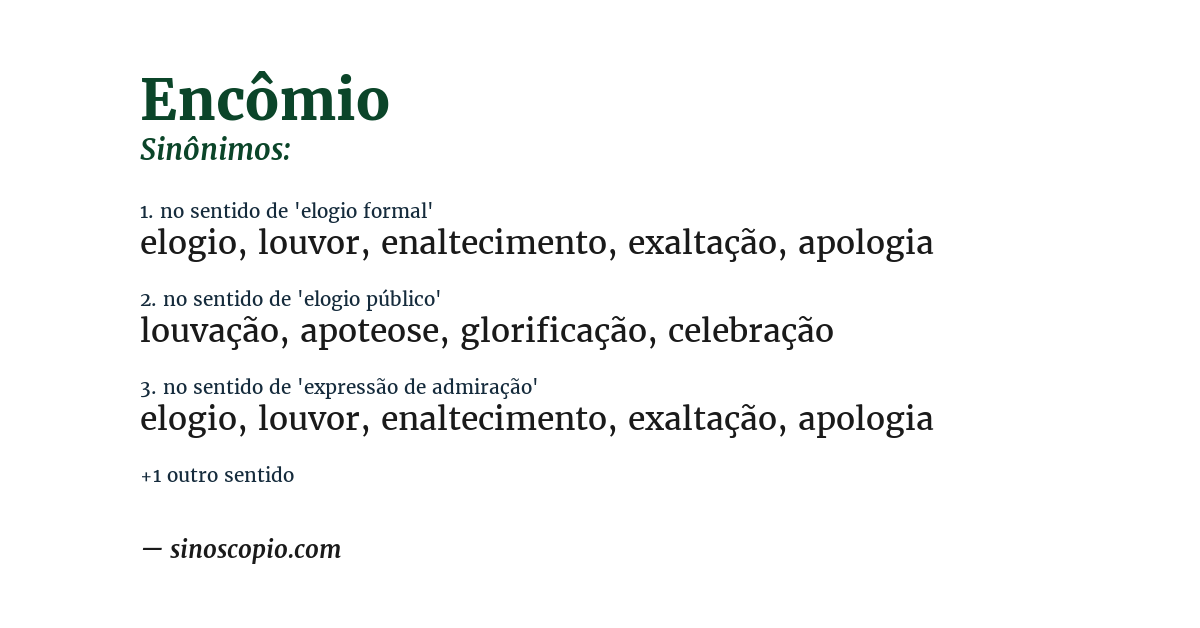 Sinônimo de encômio