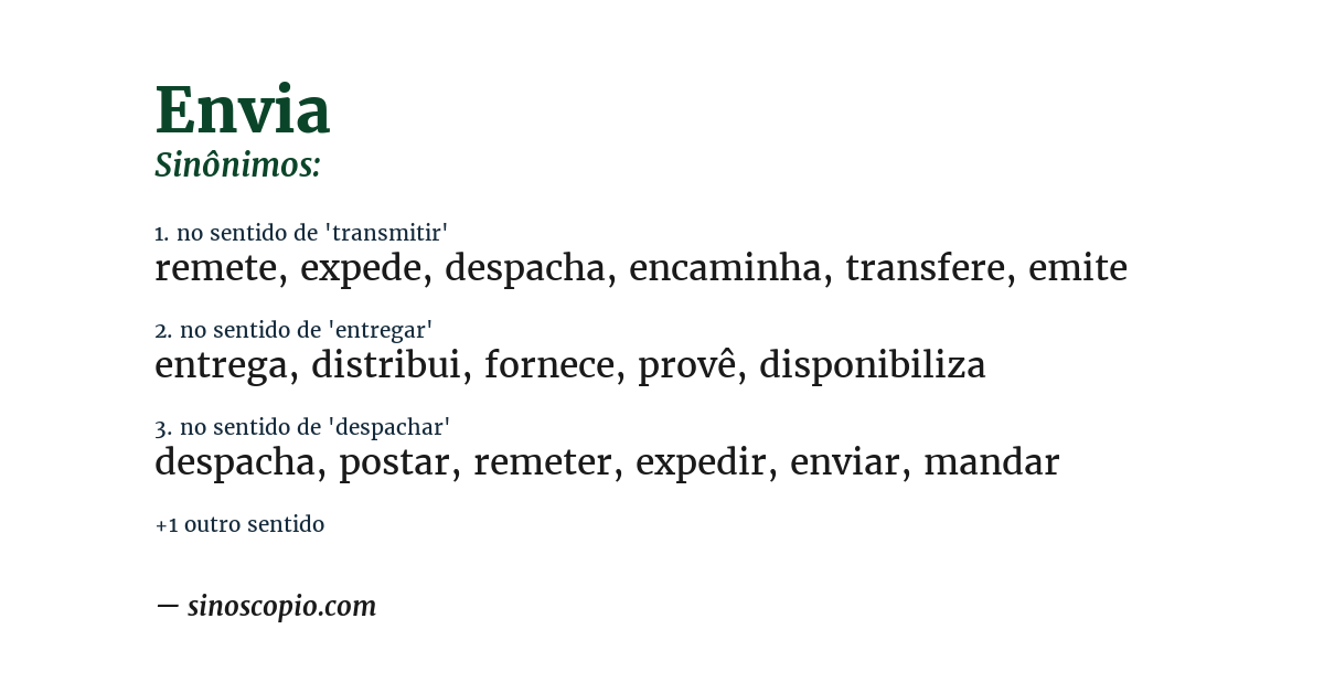 Sinônimo de envia