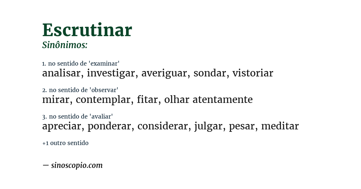 Sinônimo de escrutinar