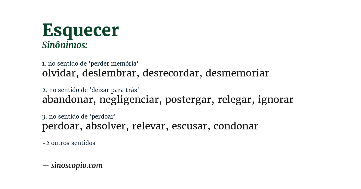 Sinônimo de esquecer