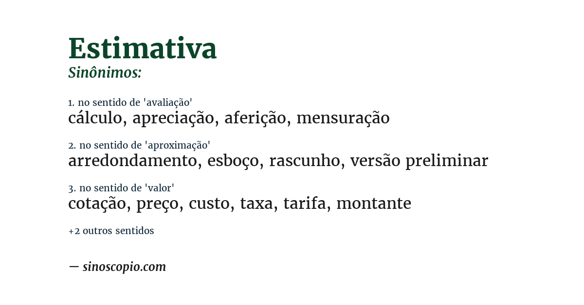 Sinônimo de estimativa