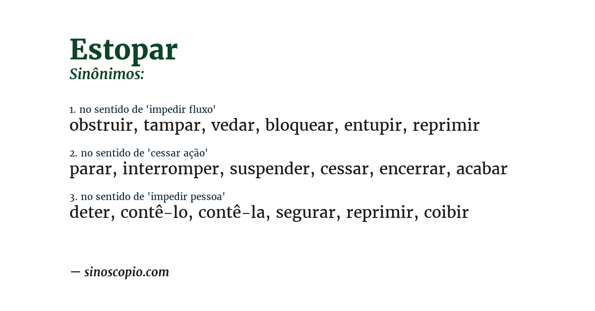 Sinônimo de estopar