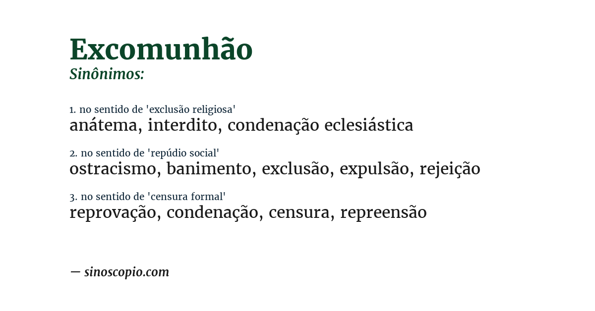Sinônimo de excomunhão