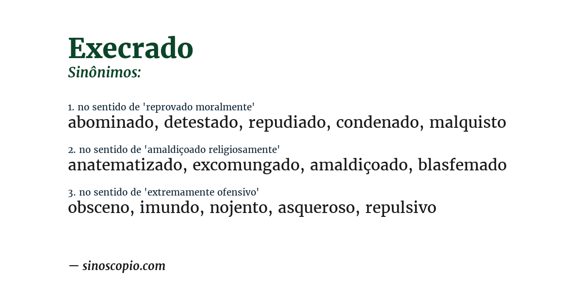 Sinônimo de execrado