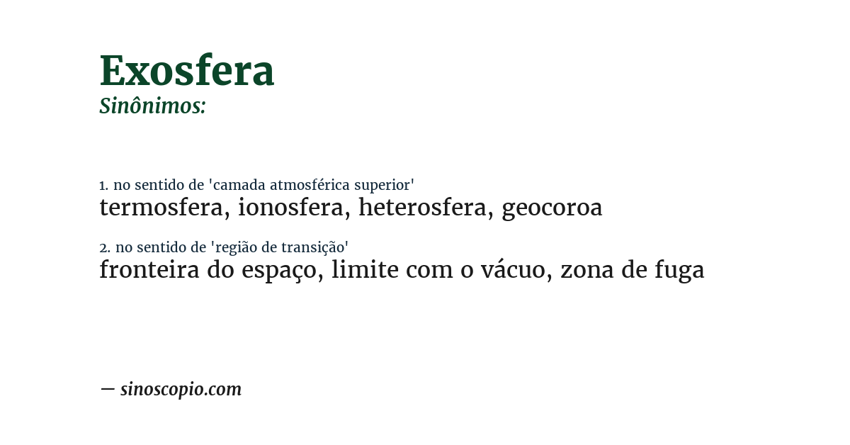 Sinônimo de exosfera