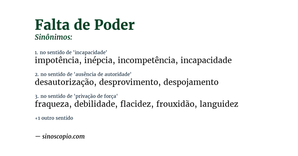 Sinônimo de falta de poder