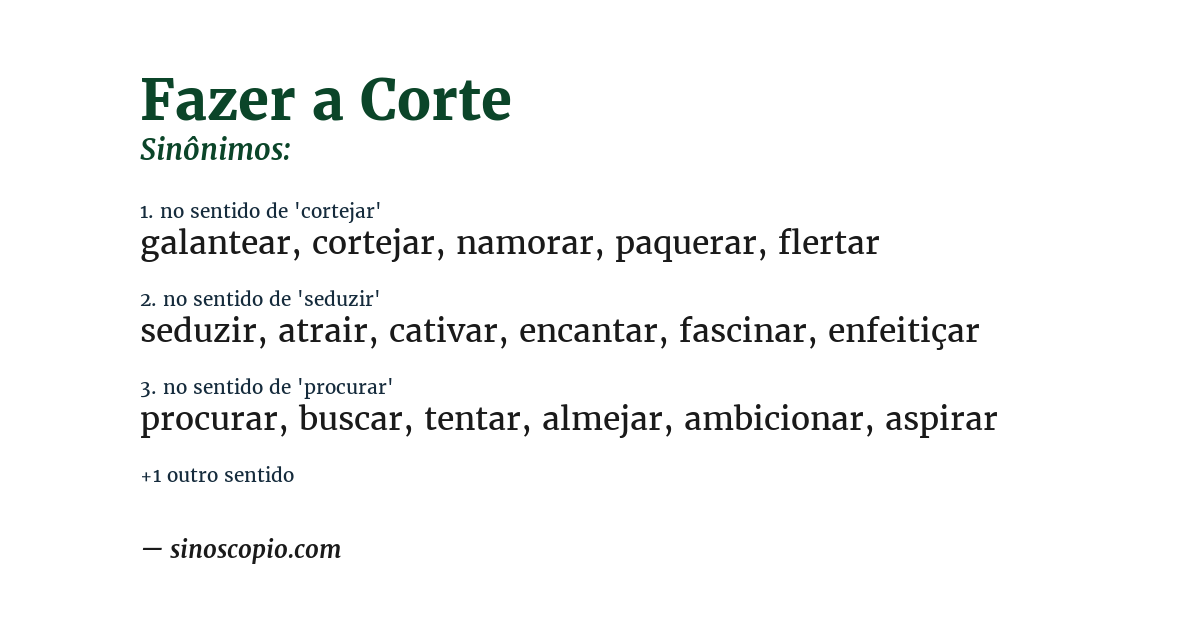 Sinônimo de fazer a corte