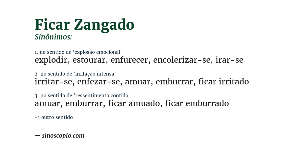 Sinônimo de ficar zangado