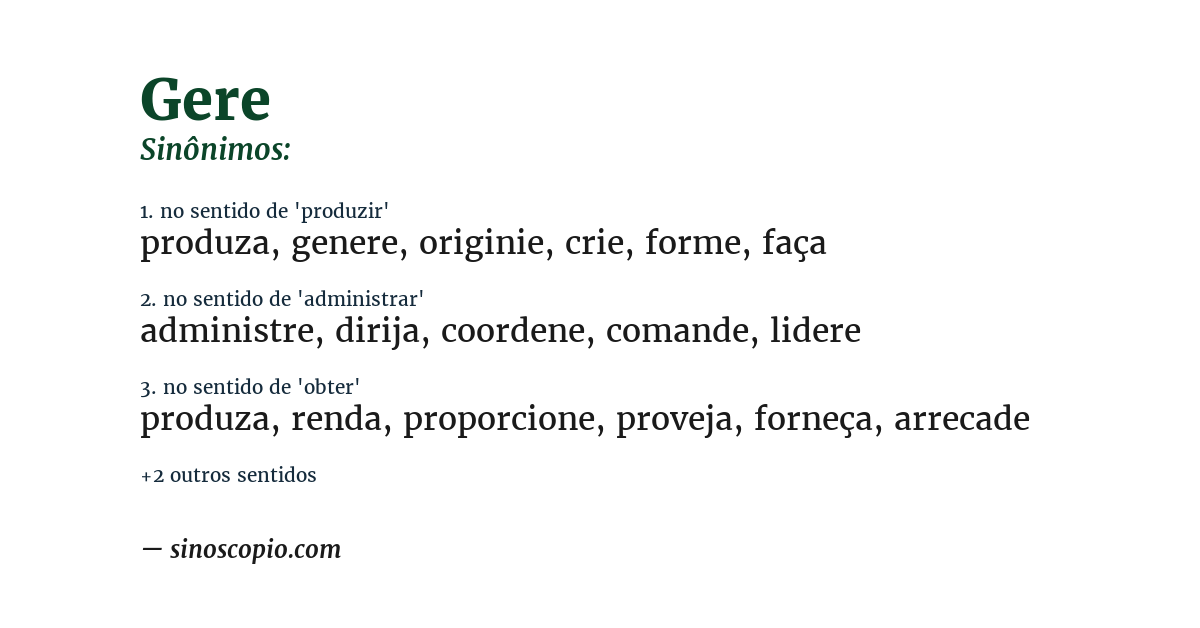 Sinônimo de gere