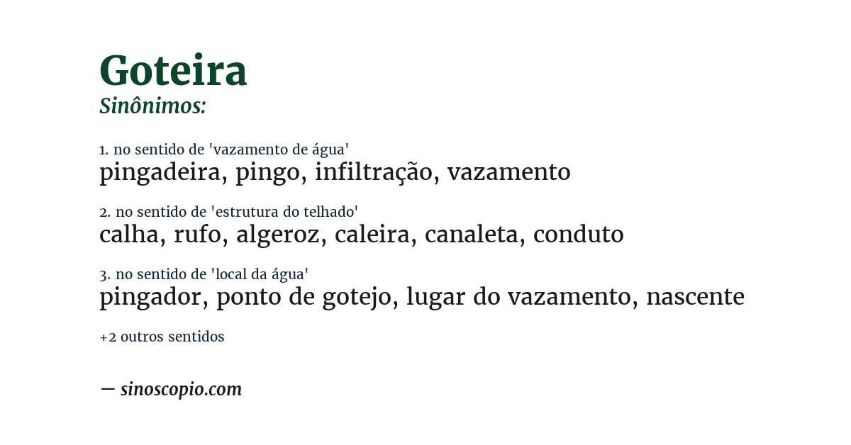 Sinônimo de goteira