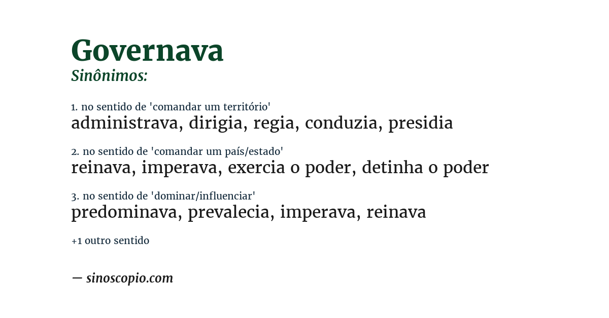 Sinônimo de governava