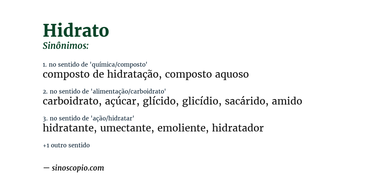 Sinônimo de hidrato