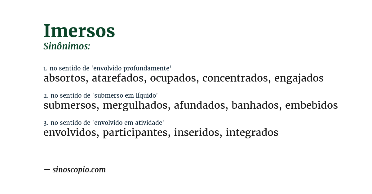 Sinônimo de imersos