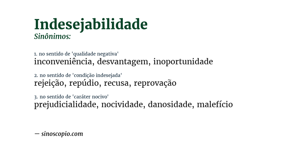 Sinônimo de indesejabilidade