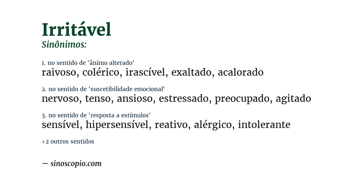 Sinônimo de irritável