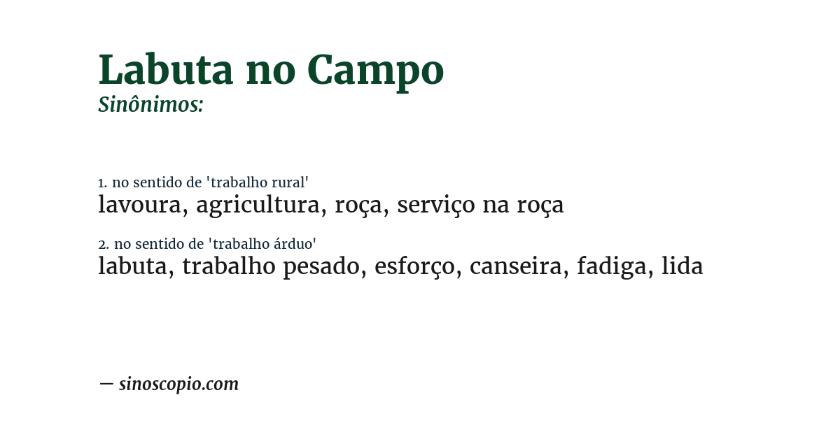Sinônimo de labuta no campo