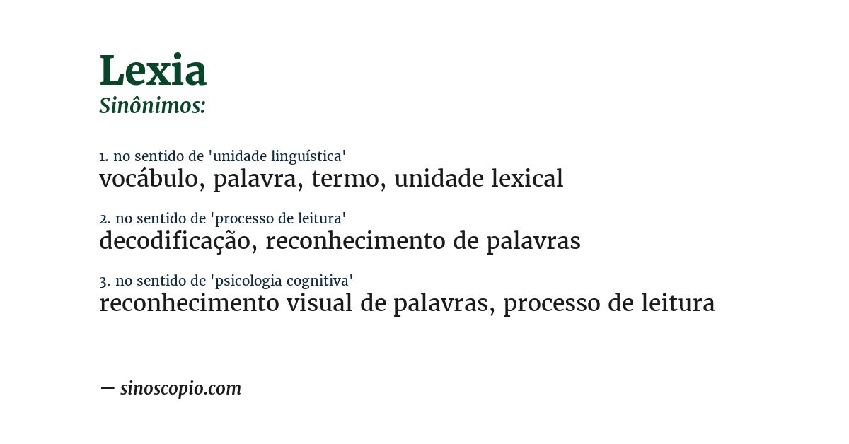 Sinônimo de lexia
