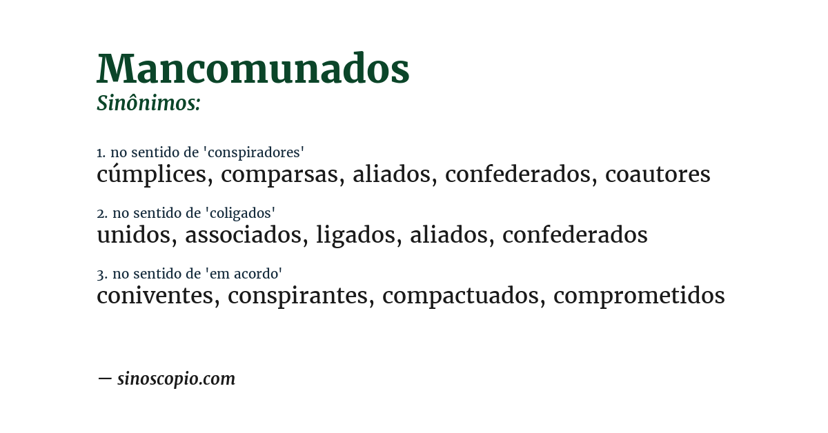 Sinônimo de mancomunados