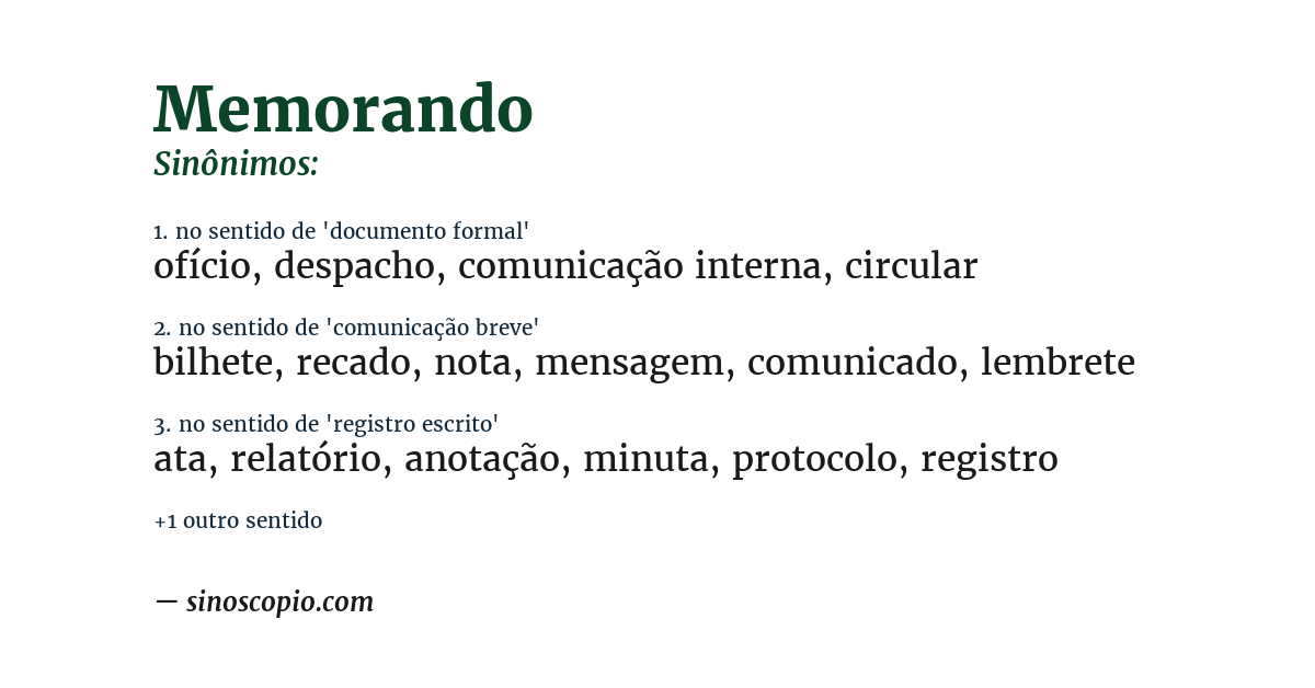 Sinônimo de memorando