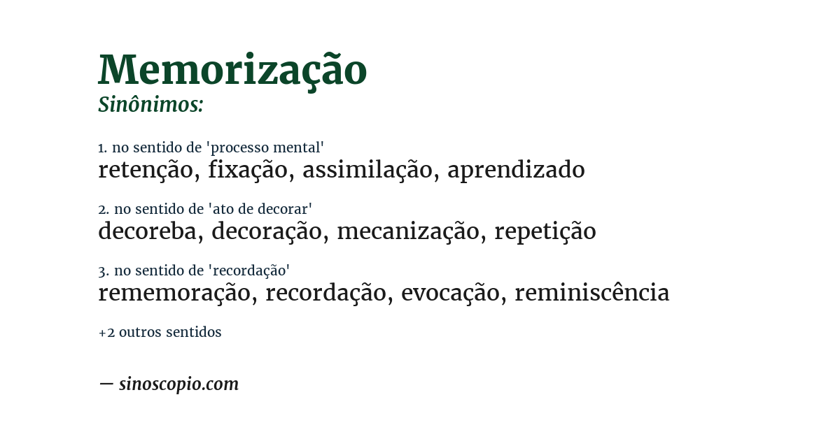 Sinônimo de memorização