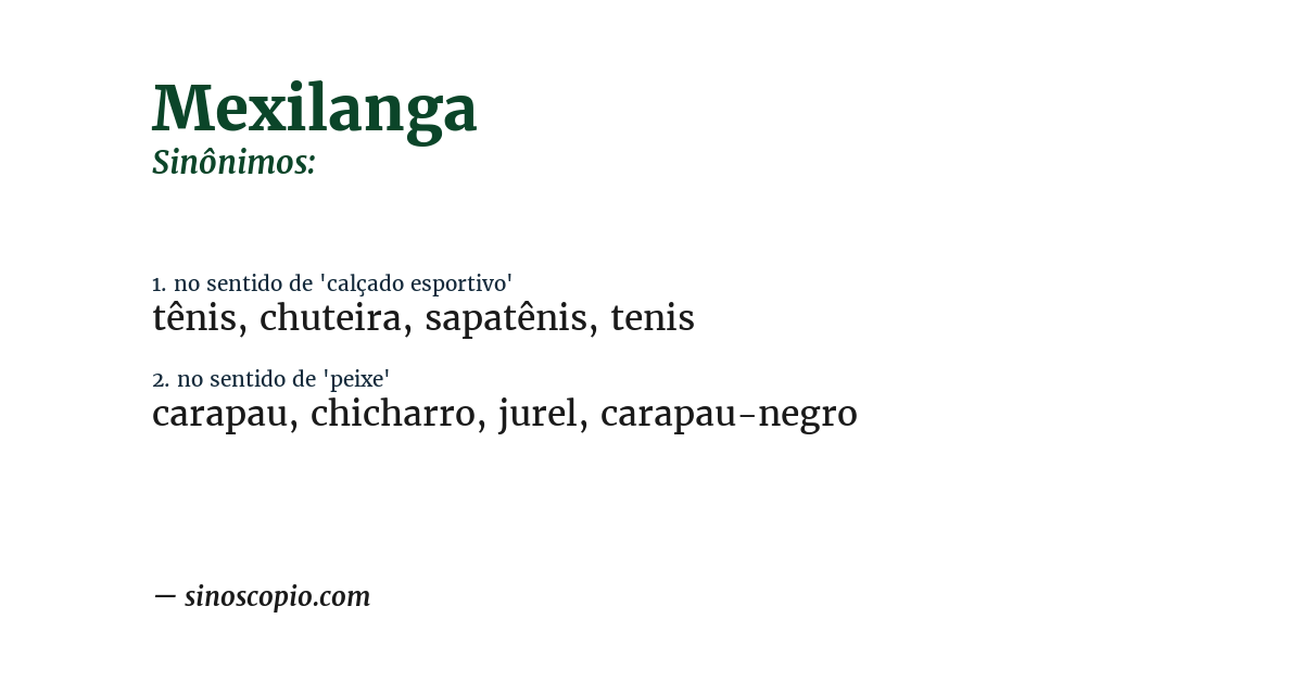 Sinônimo de mexilanga