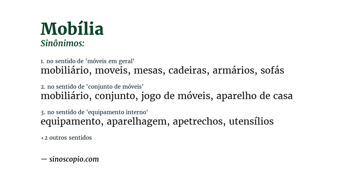 Sinônimo de mobília