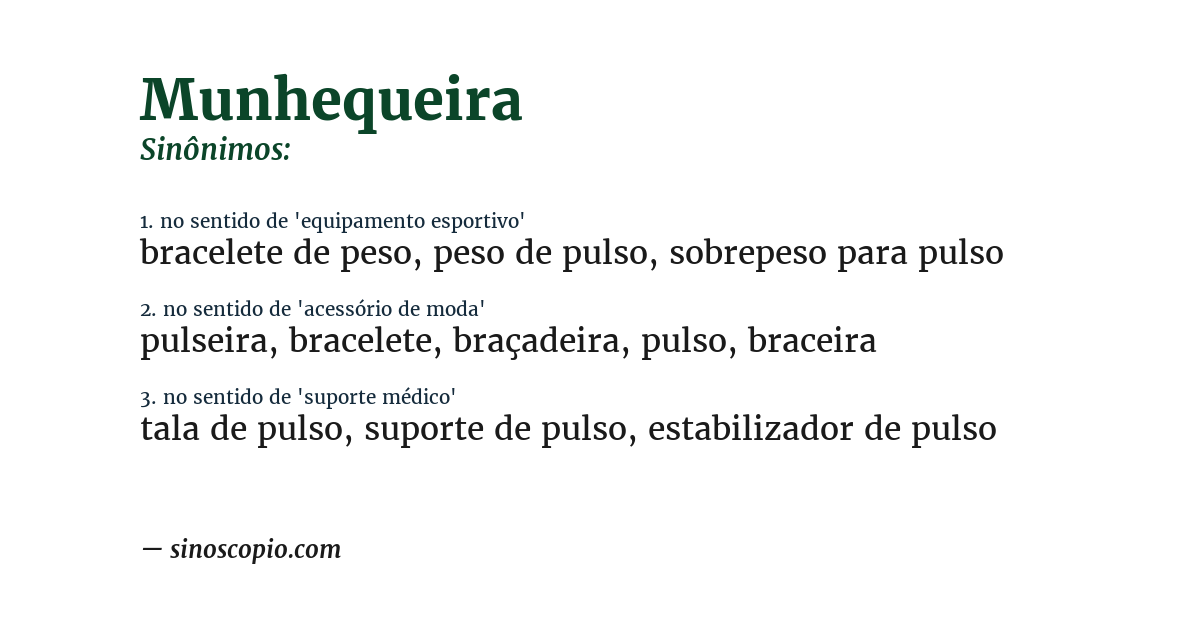 Sinônimo de munhequeira