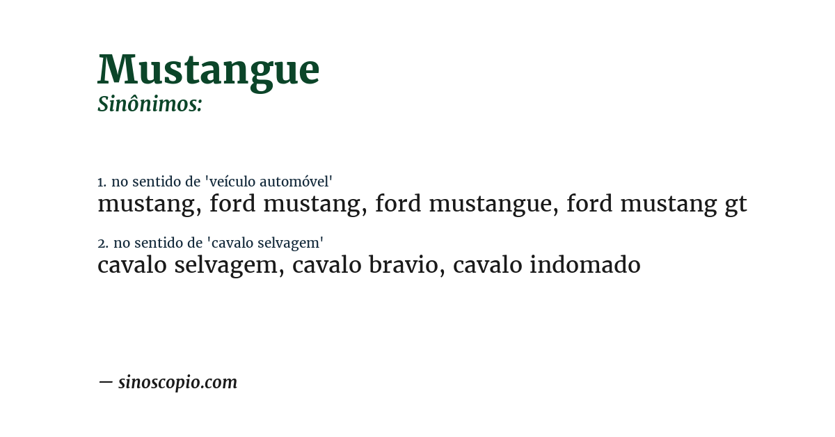 Sinônimo de mustangue