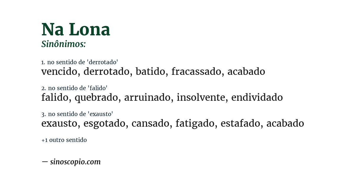 Sinônimo de na lona