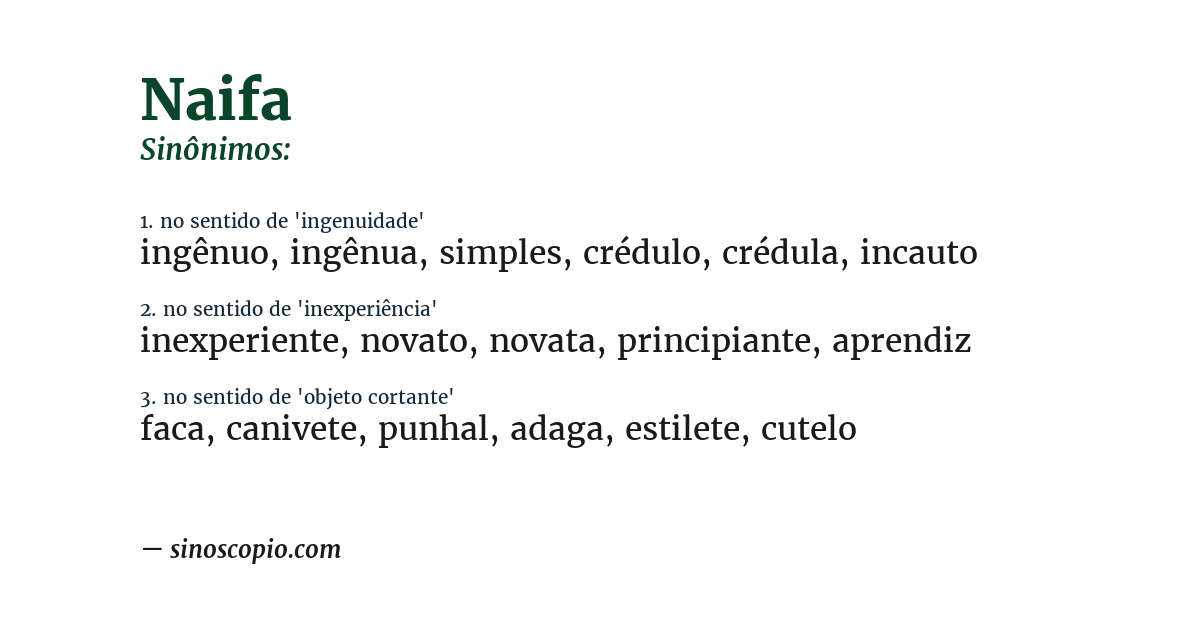 Sinônimo de naifa