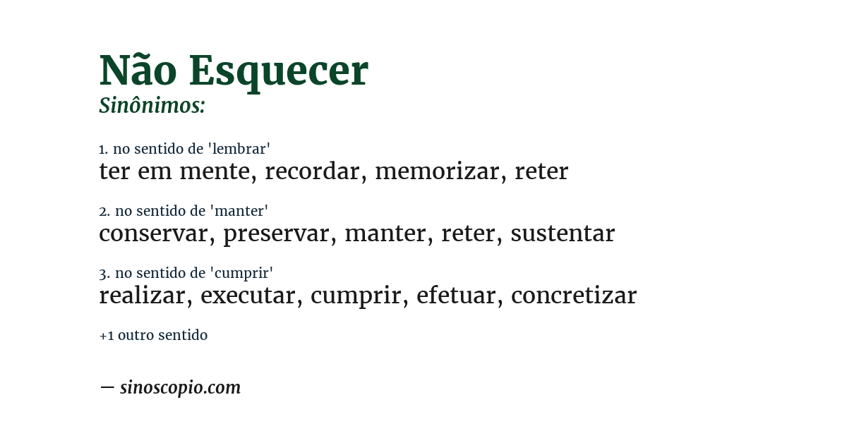 Sinônimo de não esquecer