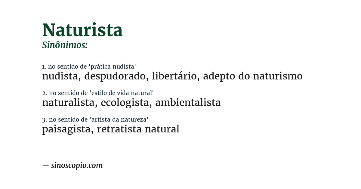 Sinônimo de naturista