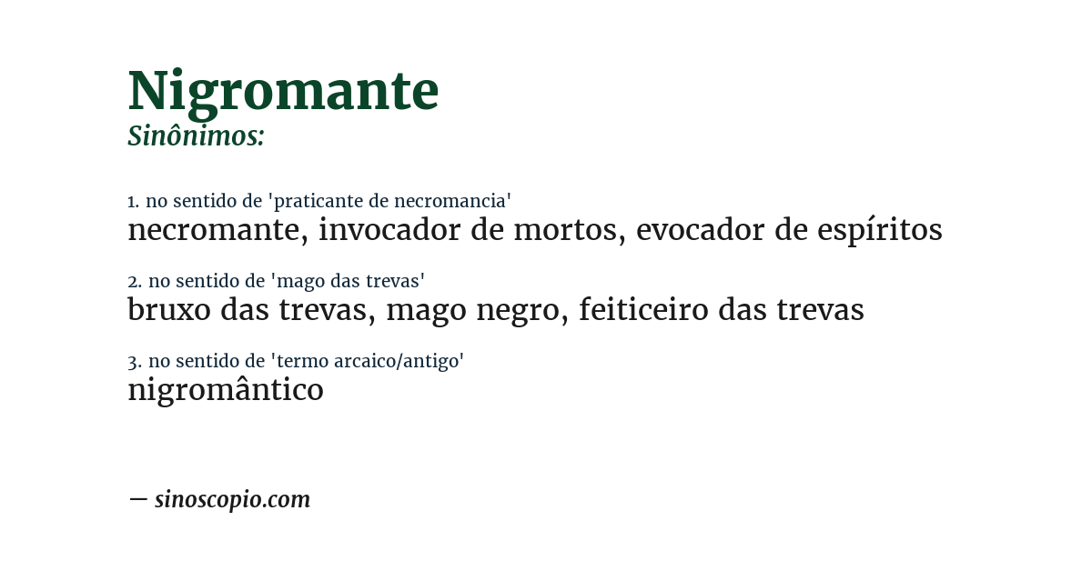 Sinônimo de nigromante